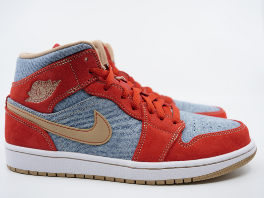 Jordan 1 Mid Denim Red